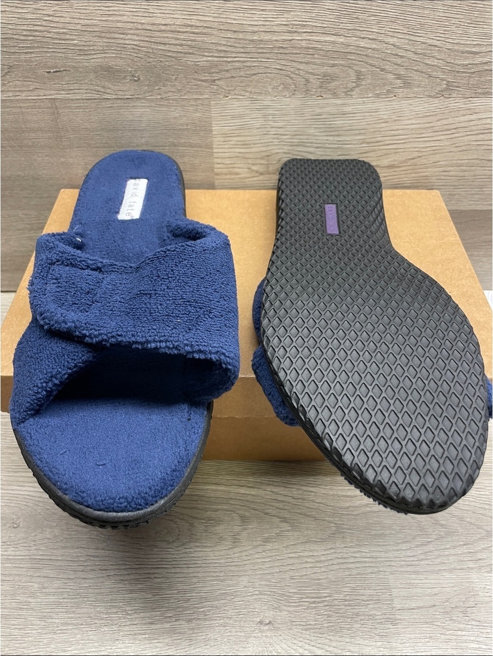 David Tate Navy Terry Cloth Slide Slippers #269